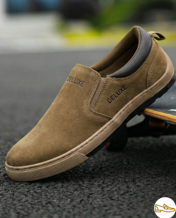 Men's Deluxe Tan Suede Slip-On Loafers | Casual Comfort